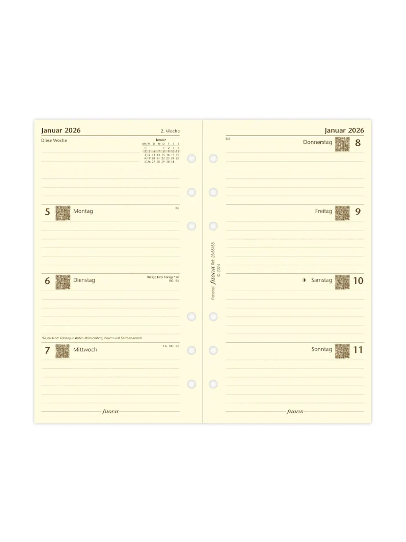 FILOFAX | Kalendereinlage Woche Deutsch Personal 2026 | 